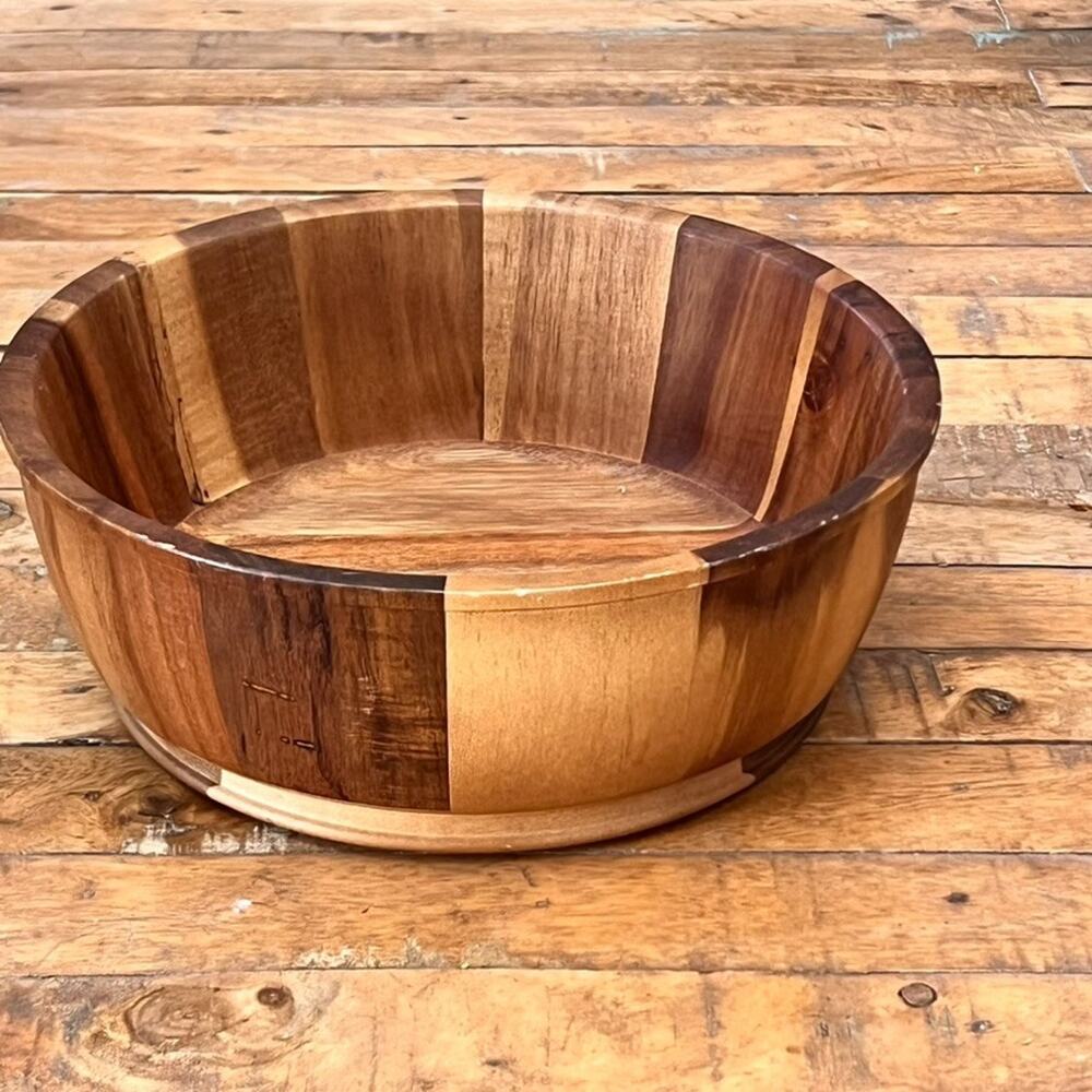 Threshold Vertical Segmented Handcrafted Wood Bowl 10"